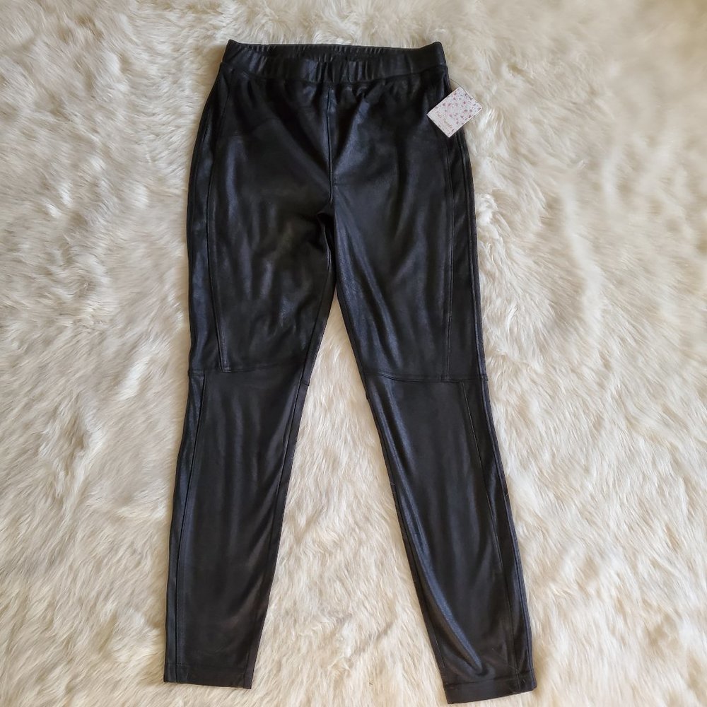 Free People Midnight NWT Vegan Faux Suede Black Leggings Size Small - Picture 4 of 16